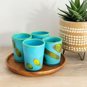 Vintage Rare MCM Blown Murano Glass Tumblers with Millefiori Design - Set of 4